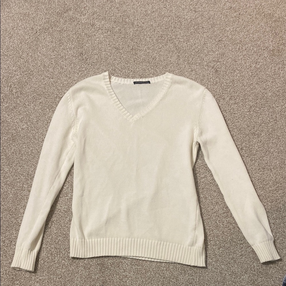 Brandy Melville Cream V-Neck Sweater Lightweight Knit